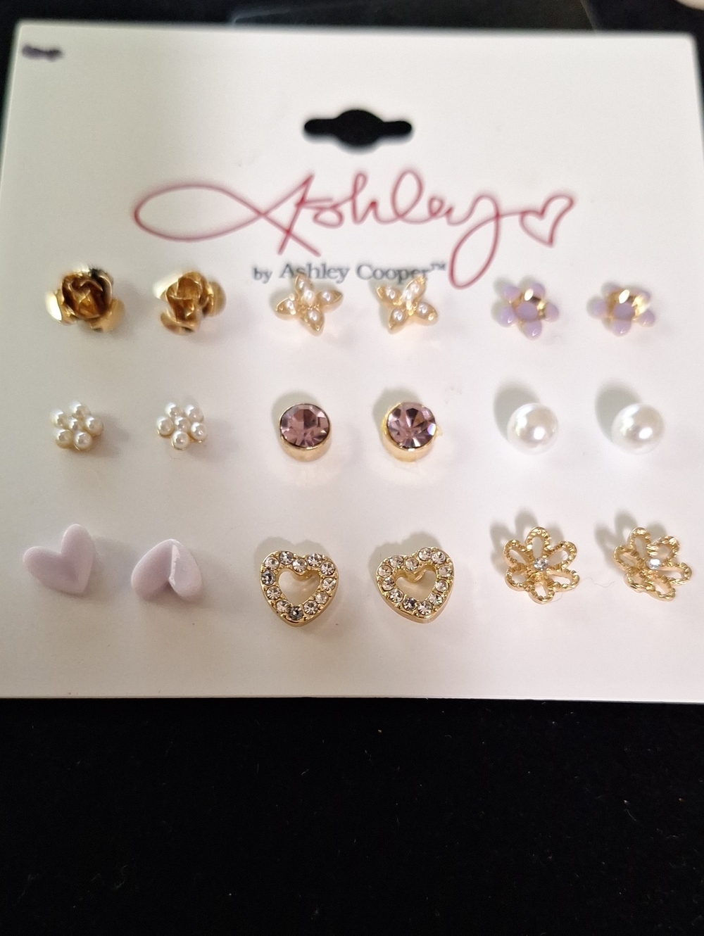Ashley Cooper Gold 9 Piece Stud Earring Set